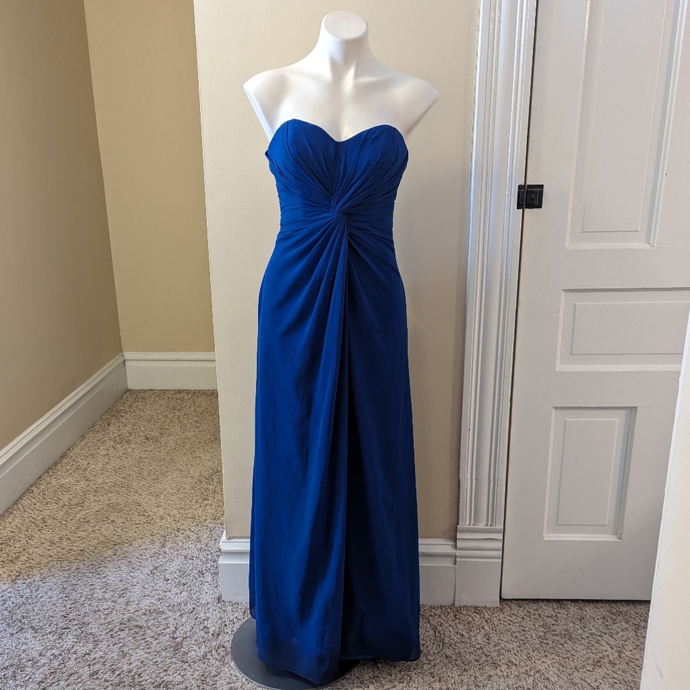 Bill Levkoff royal blue sweetheart neckline from knot dress size 4
